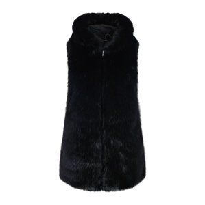 Guess dámská černá oboustranná kožešinová vesta s kapucí